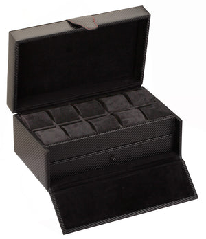 Diplomat 10 Carbon Fiber Watch Box With Watch Tool Kit - Watch Box Co. - 2