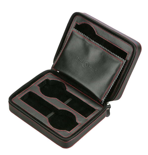 Diplomat Black Leather 4 Watch Travel Case - Watch Box Co. - 1