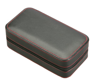 Diplomat Black Leather Double Watch Travel Case - Watch Box Co. - 2