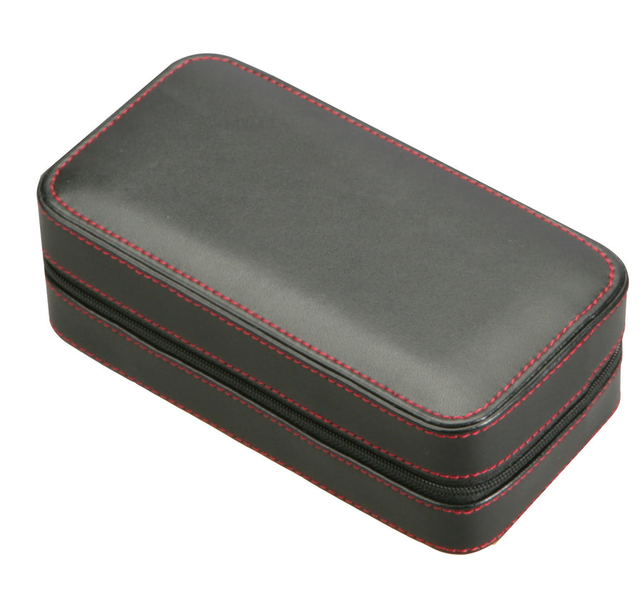 Diplomat Black Leather Double Watch Travel Case - Watch Box Co. - 1