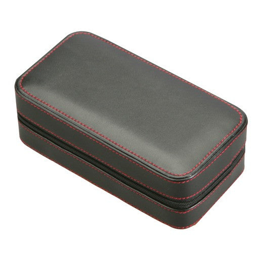 Diplomat Black Leather 2 Watch Travel Case - Watch Box Co. - 2