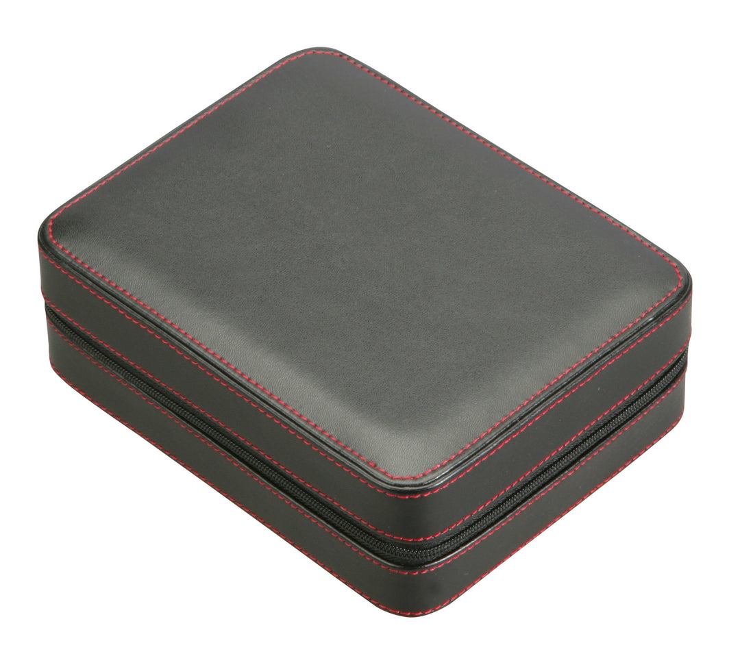 Diplomat Black Leather 4 Watch Travel Case - Watch Box Co. - 2