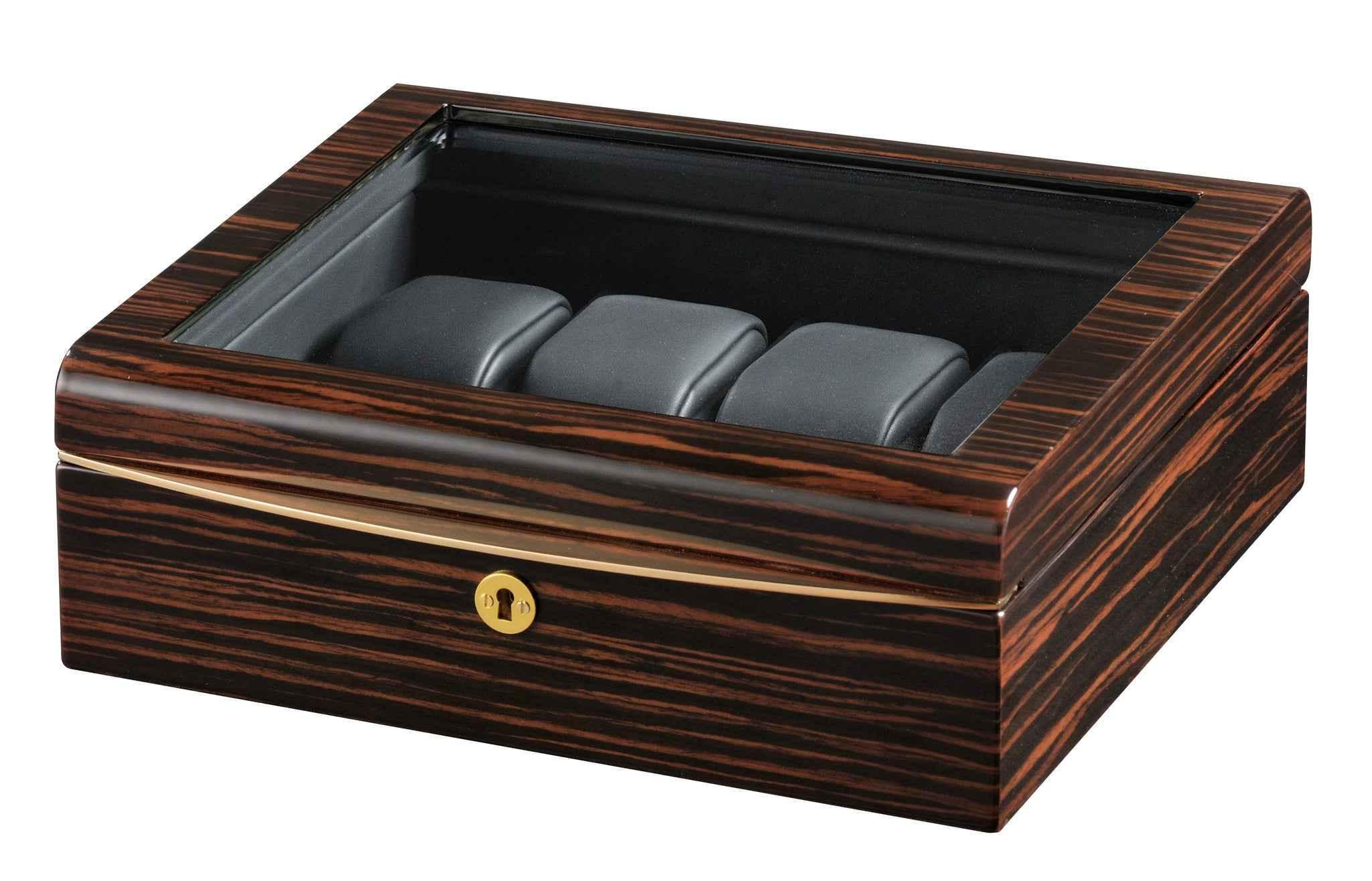 Ebony Wood Watch Case - Volta 8-Piece Luxury Organizer for