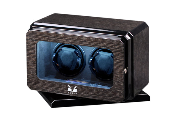 Volta Black Oak Double Watch Winder with Rotation Base - Watch Box Co. - 1