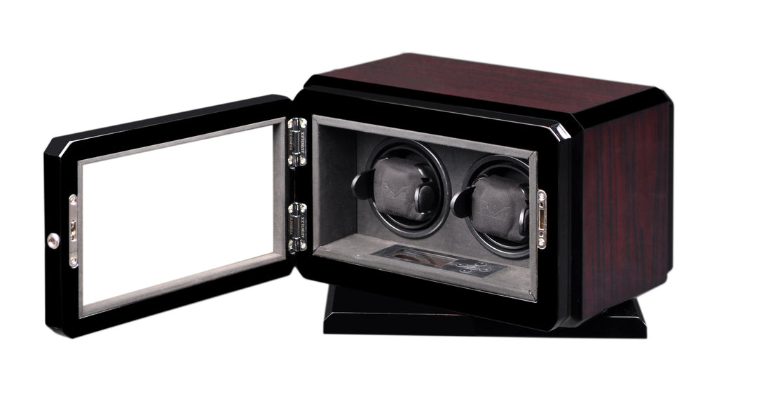 Volta Dark Rosewood Double Watch Winder with Rotation Base - Watch Box Co. - 2