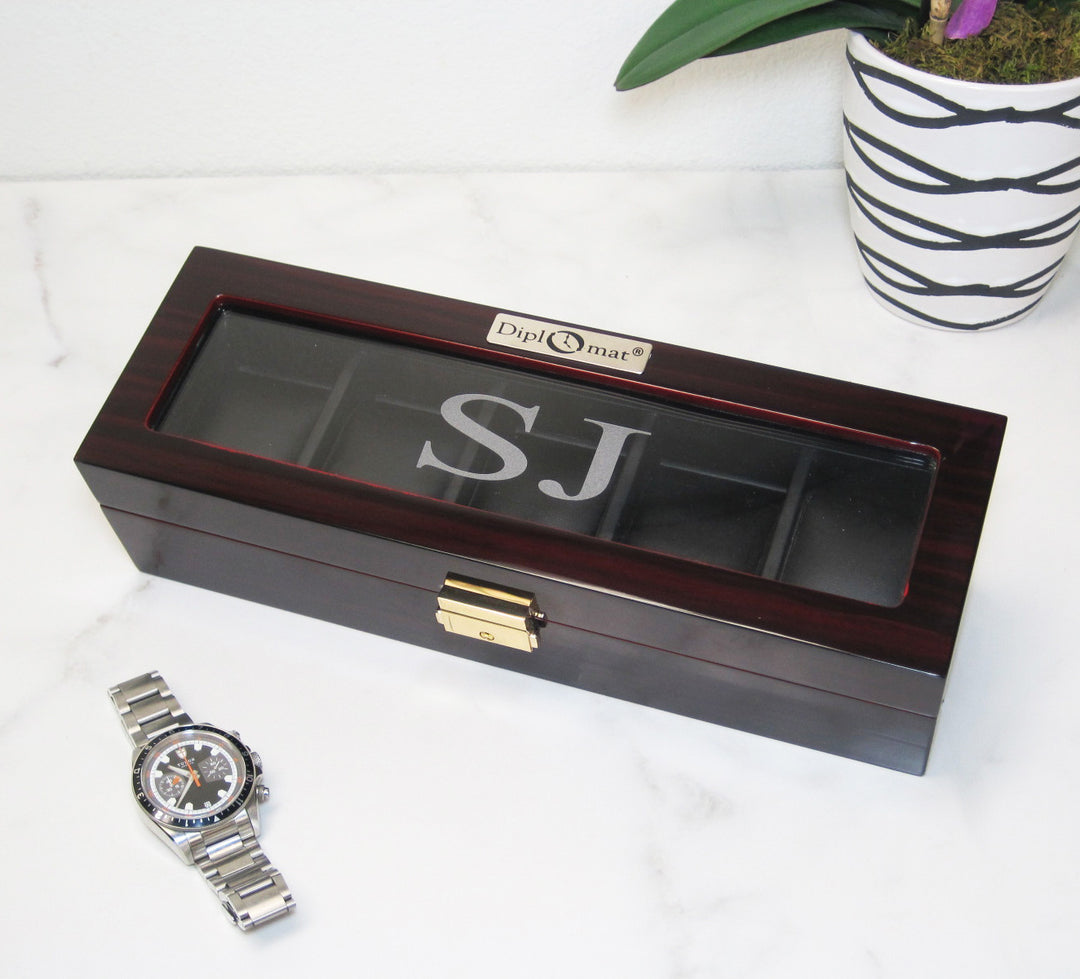 (5) Glossy Dark Ebony wood Watch Box - Watch Box Co. - 3