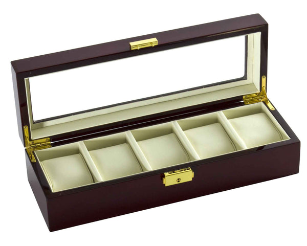 Diplomat 5-Piece Glossy Rosewood Watch Box