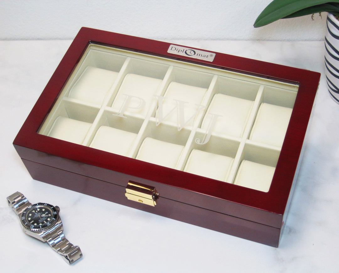 (10) Diplomat RoseWood Watch Box - Watch Box Co. - 3