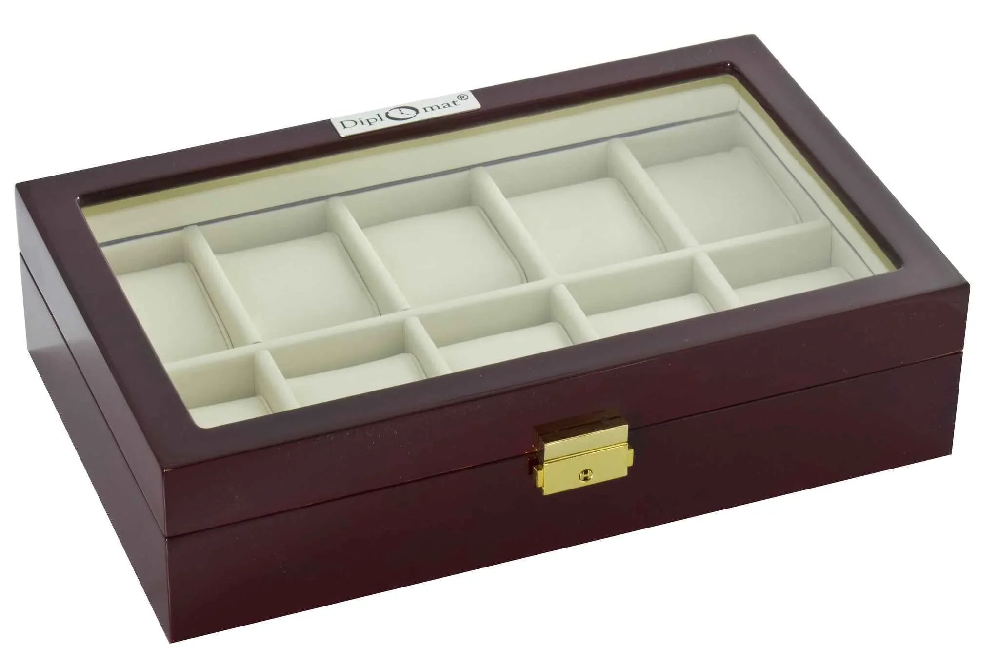 (10) Diplomat Rosewood Watch Box Online High Quality Gold Fittings