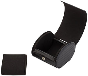 Single Carbon Fiber Pattern Leather Watch Travel Case by Watch Box Co.