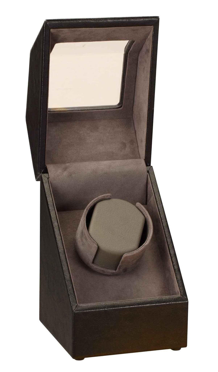 Black Leather Watch Winder - Diplomat Premium Single Watch Storage ...