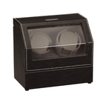 Load image into Gallery viewer, Diplomat Black Leather Double Watch Winder with Stitch Trim - Watch Box Co. - 2
