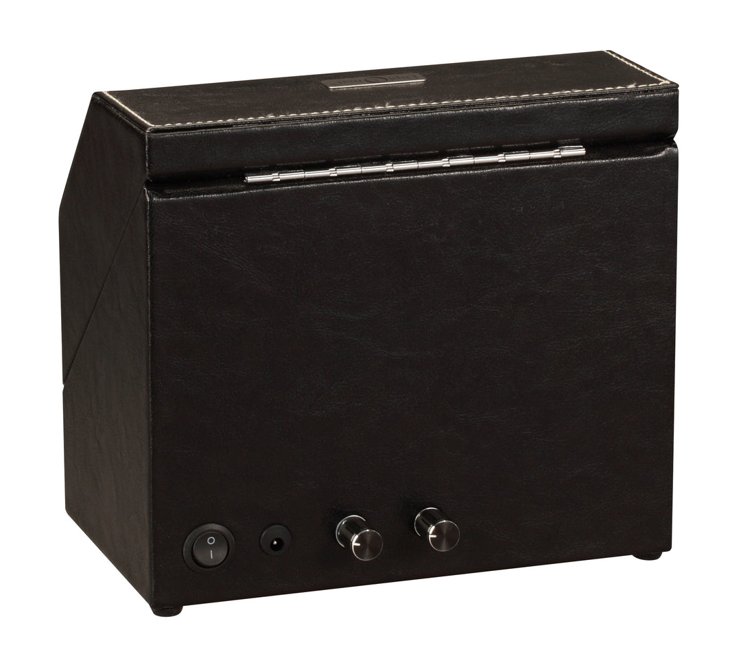 Diplomat Black Leather Double Watch Winder with Stitch Trim - Watch Box Co. - 3
