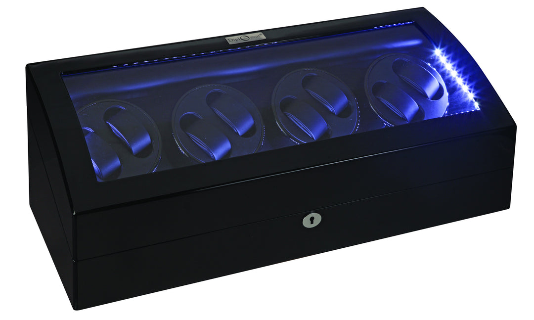 Diplomat Black Edition Eight Watch Winder with LED's - Watch Box Co. - 2