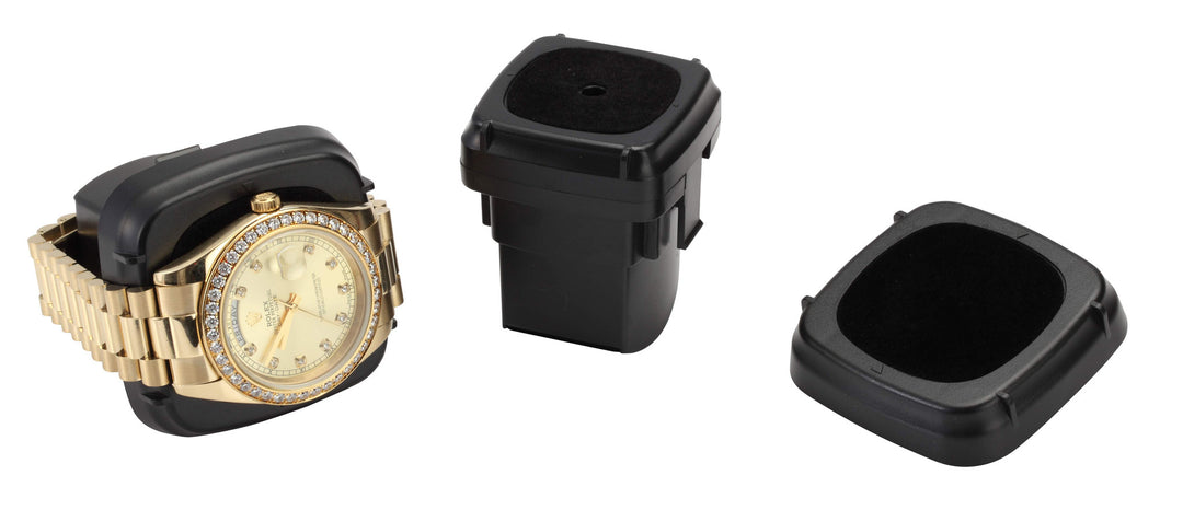 Diplomat Black Carbon Fiber Pattern Double Watch Winder & 10 Watch Additional Storage