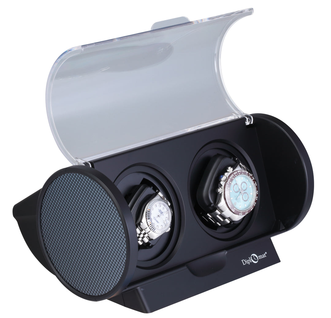 Diplomat Rogue Double Watch Winder with Carbon Fiber Pattern Accent