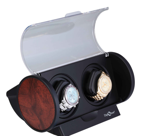 Diplomat Watch Winder - Single Watch Winder in Silver/Black Matte Finish