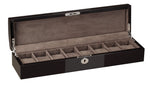 Load image into Gallery viewer, Diplomat 8 Piano Black Wood Watch Box With Carbon Fiber Accent Trim - Watch Box Co. - 1
