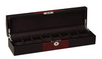 Load image into Gallery viewer, Diplomat 8 Piano Black Wood Watch Box With Cherry Wood Accent Trim - Watch Box Co. - 1
