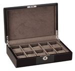 Load image into Gallery viewer, Diplomat 10 Piano Black Wood Watch Case With Carbon Fiber Accent Trim - Watch Box Co. - 1
