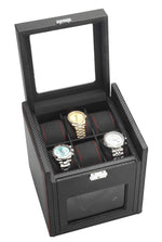 Load image into Gallery viewer, Diplomat Modena Black Carbon Fiber Watch Winder with 6-Watch Storage
