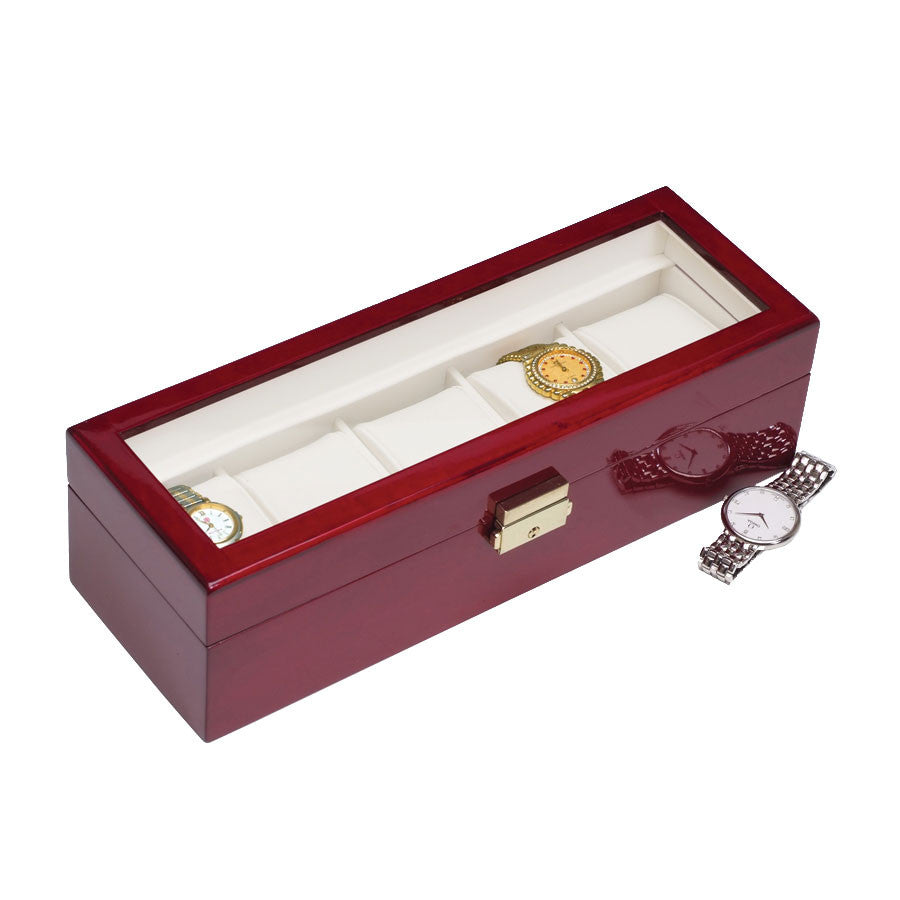 (5) Rosewood Watch Box w/ Glass Top - Watch Box Co. - 2