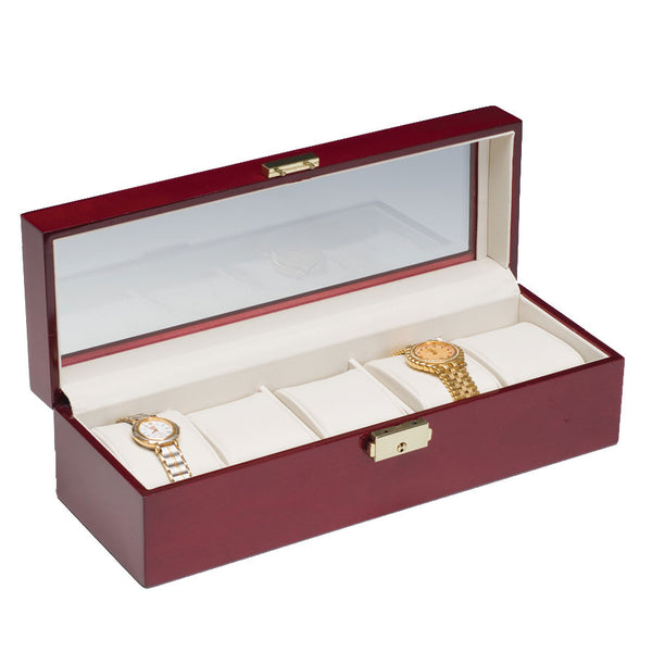 (5) Rosewood Watch Box w/ Glass Top - Watch Box Co. - 1