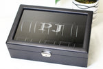 Load image into Gallery viewer, (10) Carbon Fiber Pattern Leather Watch Box with Glass Top - Watch Box Co. - 3
