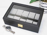 Load image into Gallery viewer, Diplomat 10-Piece Black Leather Watch Box
