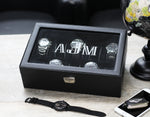 Load image into Gallery viewer, (10) Carbon Fiber Pattern Leather Watch Box with Glass Top
