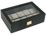 Load image into Gallery viewer, Diplomat 10-Piece Black Leather Watch Box
