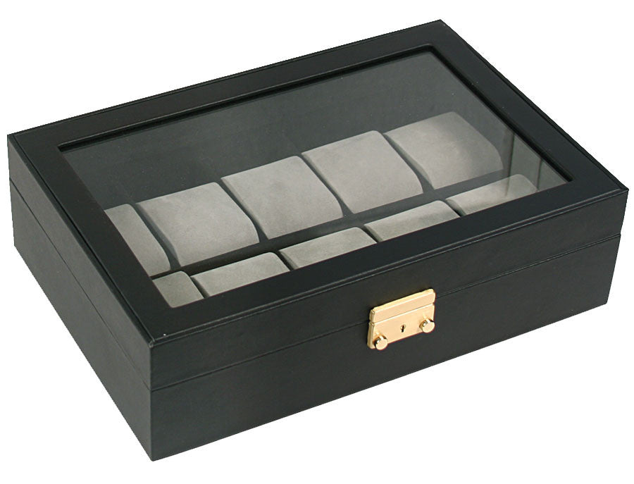 (10) Black Leather watch box - Watch Box Co. - 2