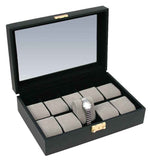 Load image into Gallery viewer, Diplomat 10-Piece Black Leather Watch Box
