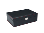 Load image into Gallery viewer, Diplomat 10-Piece Carbon Fiber Leather Watch Box – Red Stitch Trim
