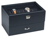 Load image into Gallery viewer, (20) Carbon Fiber Pattern Leather Watch Box with Glass Top - Watch Box Co. - 2