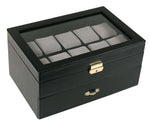 Load image into Gallery viewer, (20) Black Leather Watch Box with Clear Glass Top - Watch Box Co. - 2
