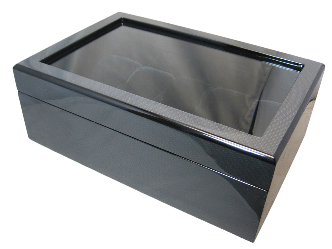 (10) Carbon Fiber Watch Box with Glass Top