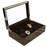 Load image into Gallery viewer, (10) Piano Black Wood Watch Box with Glass Top - Watch Box Co. - 1
