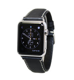 Load image into Gallery viewer, Mitri Genuine Leather Black Watch Strap With Contrast Stitching For Apple Watch - Watch Box Co. - 1