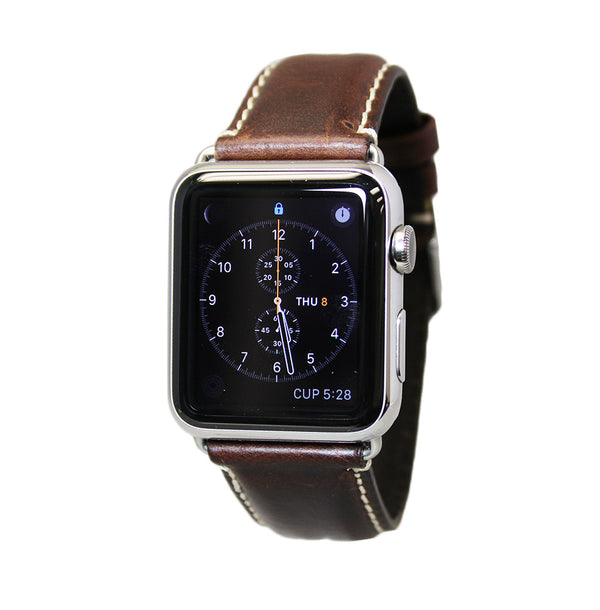 Mitri Genuine Leather Brown Watch Strap With Contrast Stitching For Apple Watch - Watch Box Co. - 1