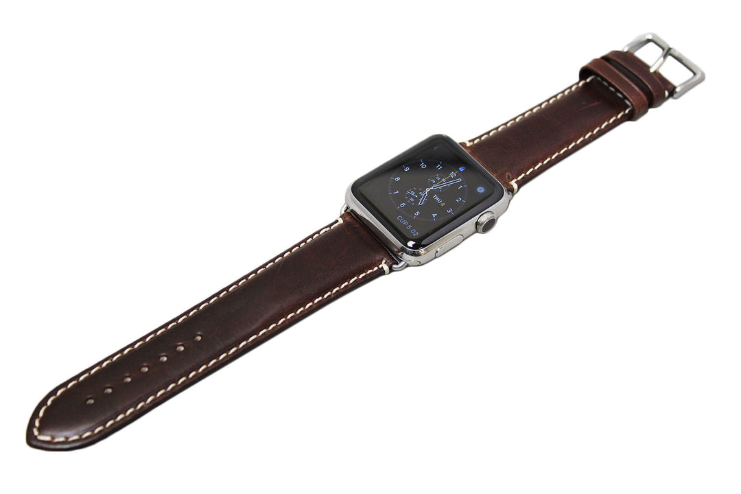 Mitri Genuine Leather Brown Watch Strap With Contrast Stitching For Apple Watch - Watch Box Co. - 2