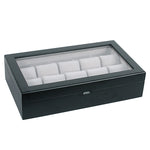 Load image into Gallery viewer, 10 Satin Black Finish Wood Watch Box with Glass Top
