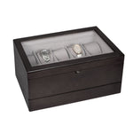 Load image into Gallery viewer, 10 Rustic Black Wood Watch Box With Extra Storage Compartment
