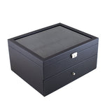 Load image into Gallery viewer, (36) Carbon Fiber Pattern Leather Watch Box with Glass Top