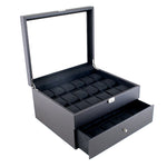 Load image into Gallery viewer, (36) Carbon Fiber Pattern Leather Watch Box with Glass Top - Watch Box Co. - 1