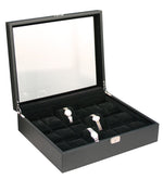 Load image into Gallery viewer, (18) Black Leather Watch Box with Glass Top - Watch Box Co. - 1