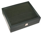 Load image into Gallery viewer, (18) Black Leather Watch Box with Glass Top - Watch Box Co. - 2